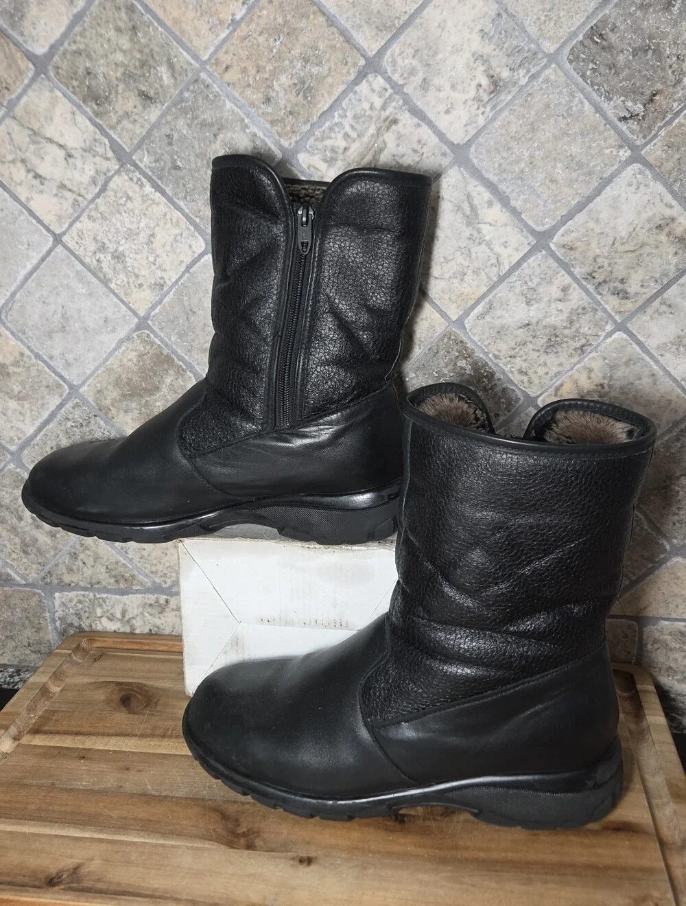 Womans Toe Warmers Shield Waterproof Black Leather Winter Boots 8W